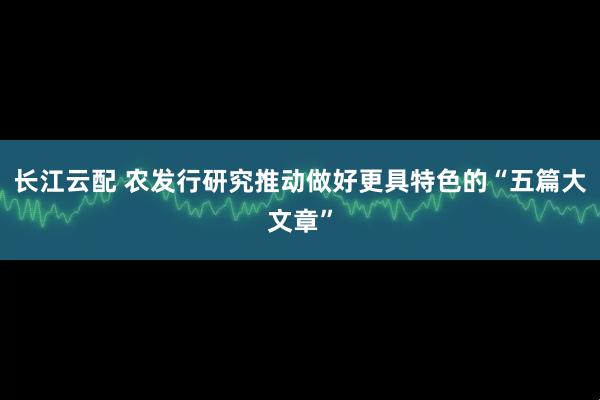 长江云配 农发行研究推动做好更具特色的“五篇大文章”