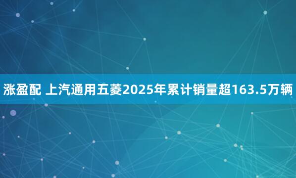涨盈配 上汽通用五菱2025年累计销量超163.5万辆