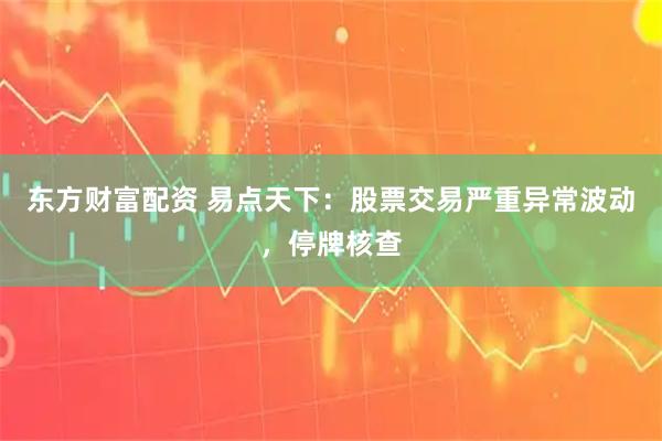 东方财富配资 易点天下：股票交易严重异常波动，停牌核查